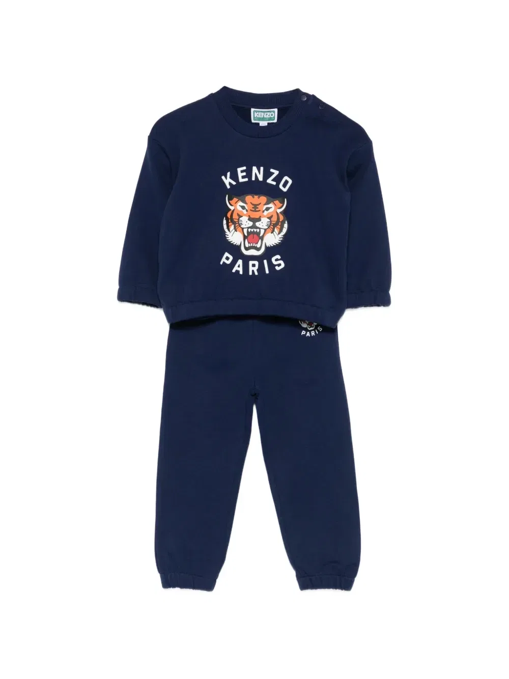 Спортивный костюм с тигровым принтом (комплект из двух предметов) Kenzo Kids, синий