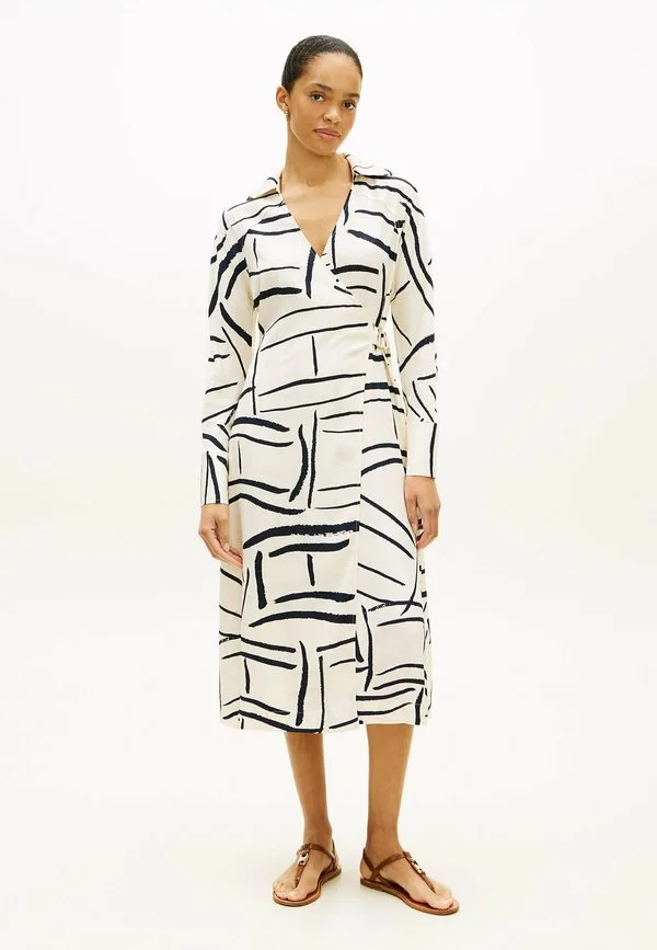 Свободное платье-рубашка с запахом Tommy Hilfiger, Flag Feathers Calico