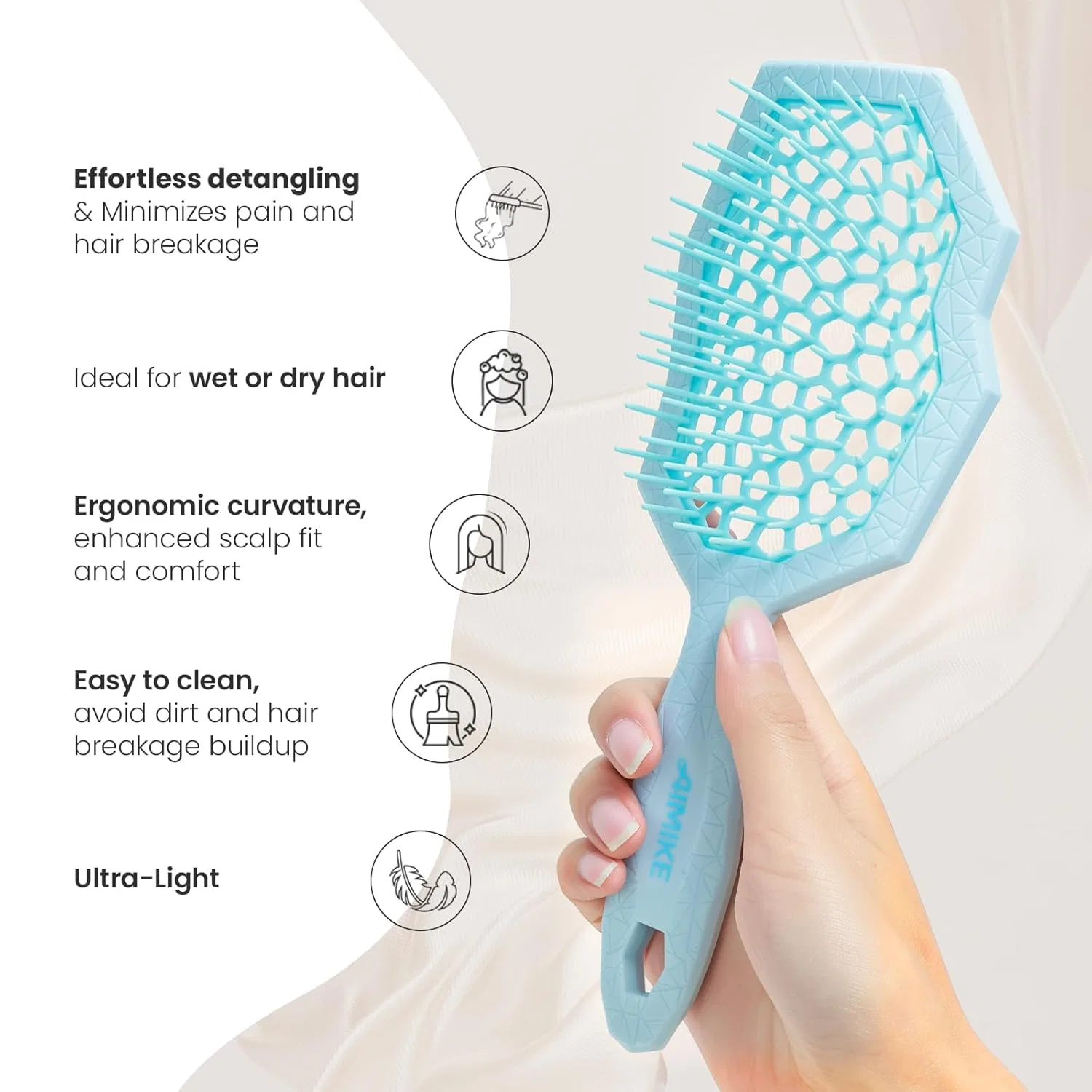 Расческа для распутывания волос «Glacier Detangling Brush» от AIMIKE Aimike, Blue — фото 3
