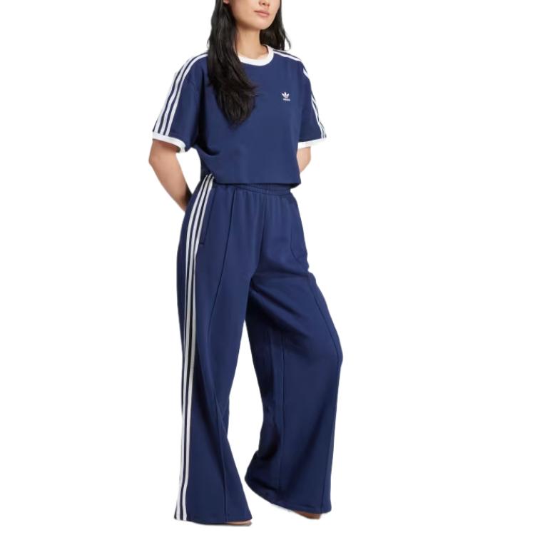 Футболка Adicolor 3 Stripes Loose Crop Adidas, индиго — фото 4