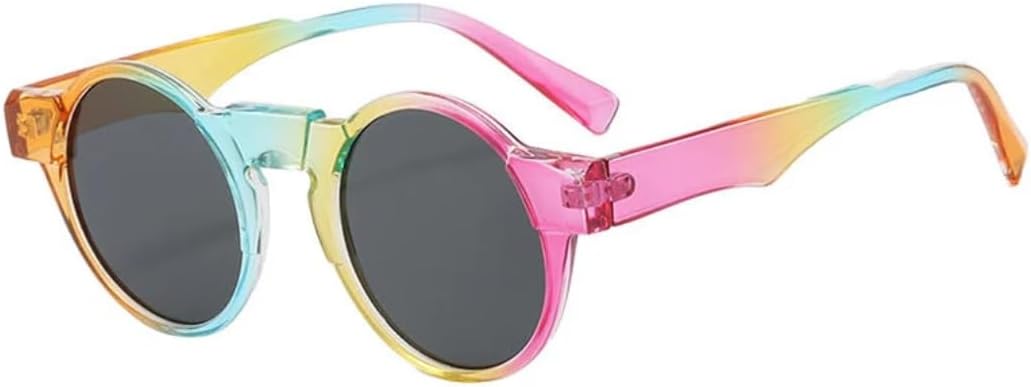 

Солнцезащитные очки с защитой от УФ-излучения UV400 | Круглые панк-очки с желтыми и розовыми линзами | для женщин и мужчин, для занятий спортом на открытом воздухе и вождения DSVIGF, Flower-black