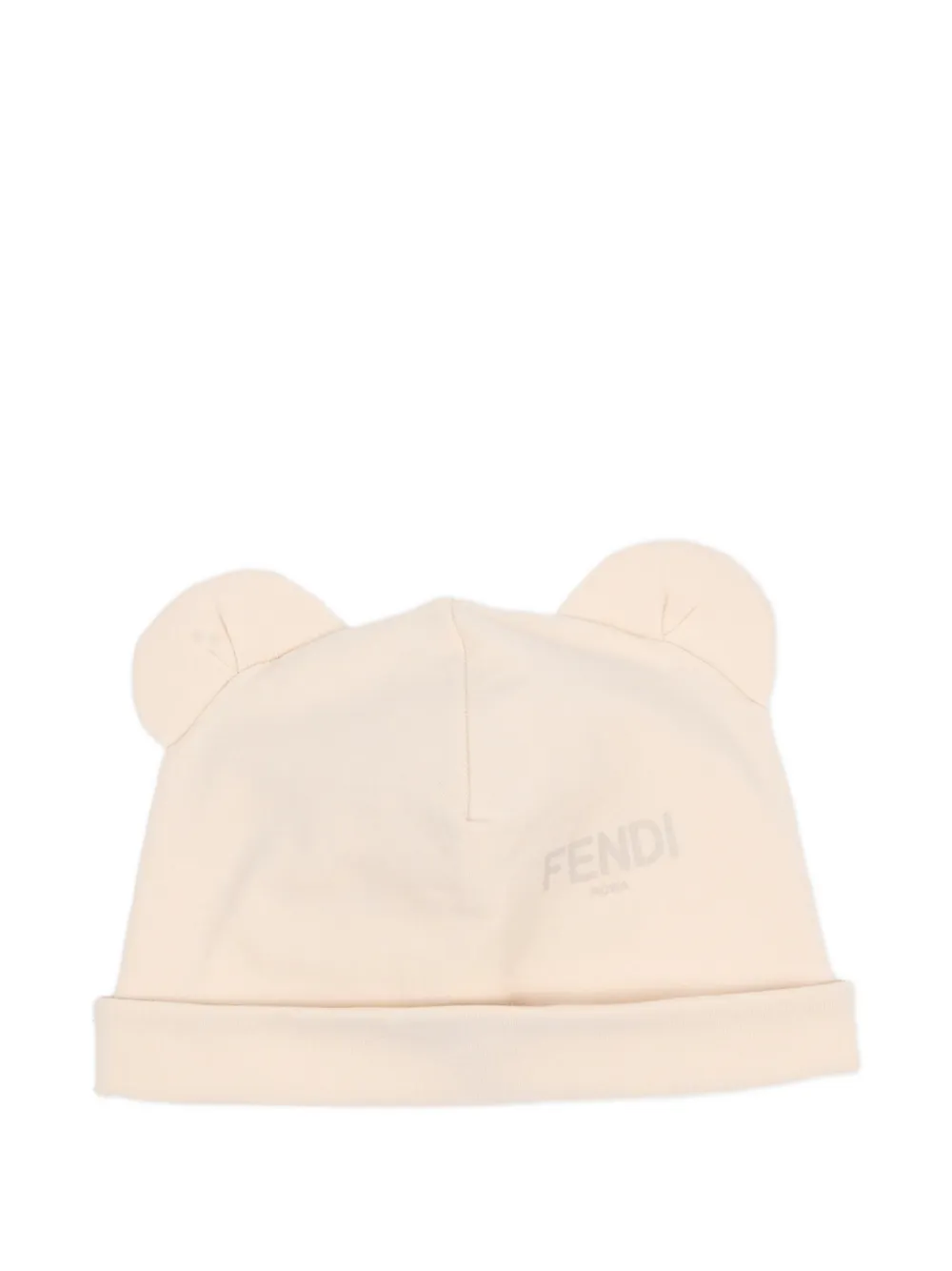 Комплект из трех шапок с медвежьими деталями Fendi Kids, бежевый — фото 2
