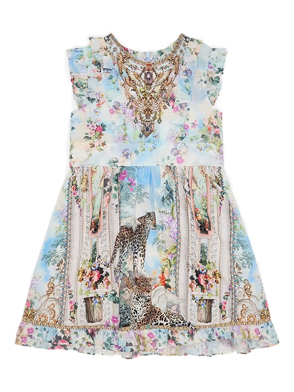 

Платье с леопардовым принтом и оборками Camilla Kids, синий