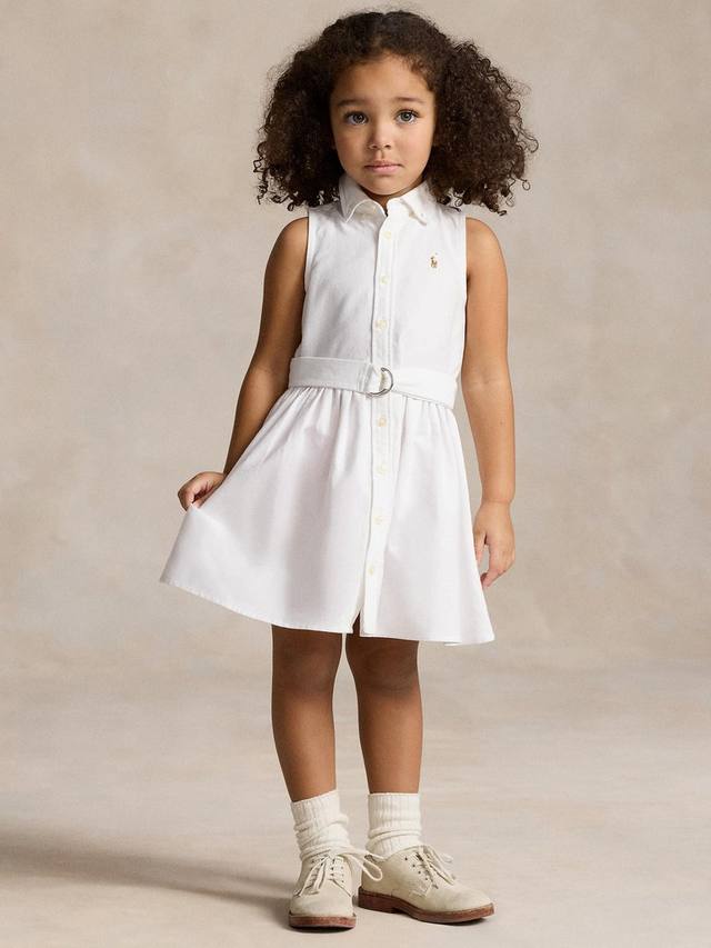 Детское хлопковое платье для повседневной носки Ralph Lauren, White — фото 3