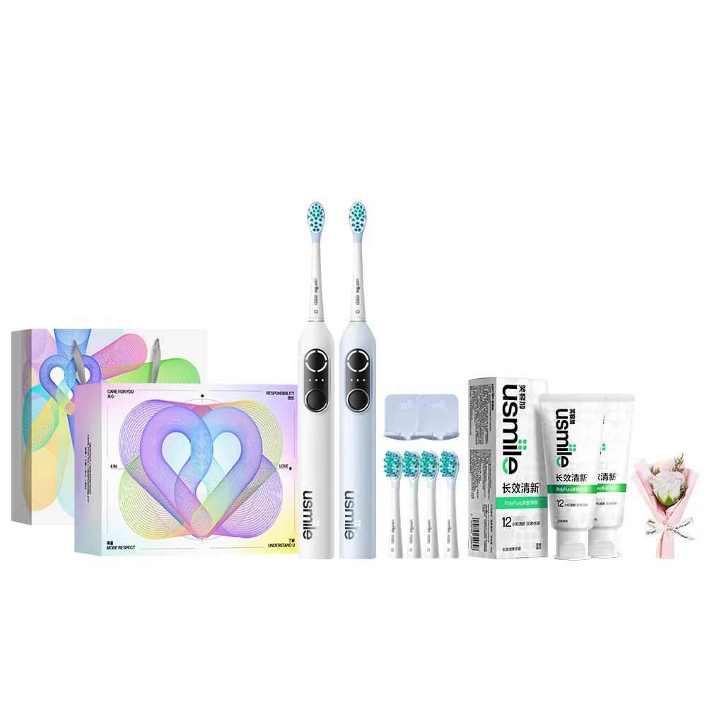 Электрическая зубная щетка P Soundwave Usmile, P10PRO Ice River White+Cloud Teal (2 Pcs Toothpastes 65g+Bouquet)