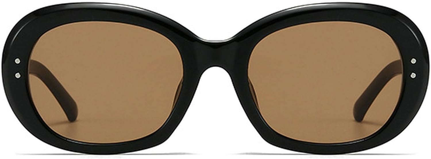 

Популярные мужские овальные солнцезащитные очки UV400 в стиле ретро, ​​женские круглые оранжевые солнцезащитные очки, модные мужские очки с заклепками UV400 mincl, Black Brown