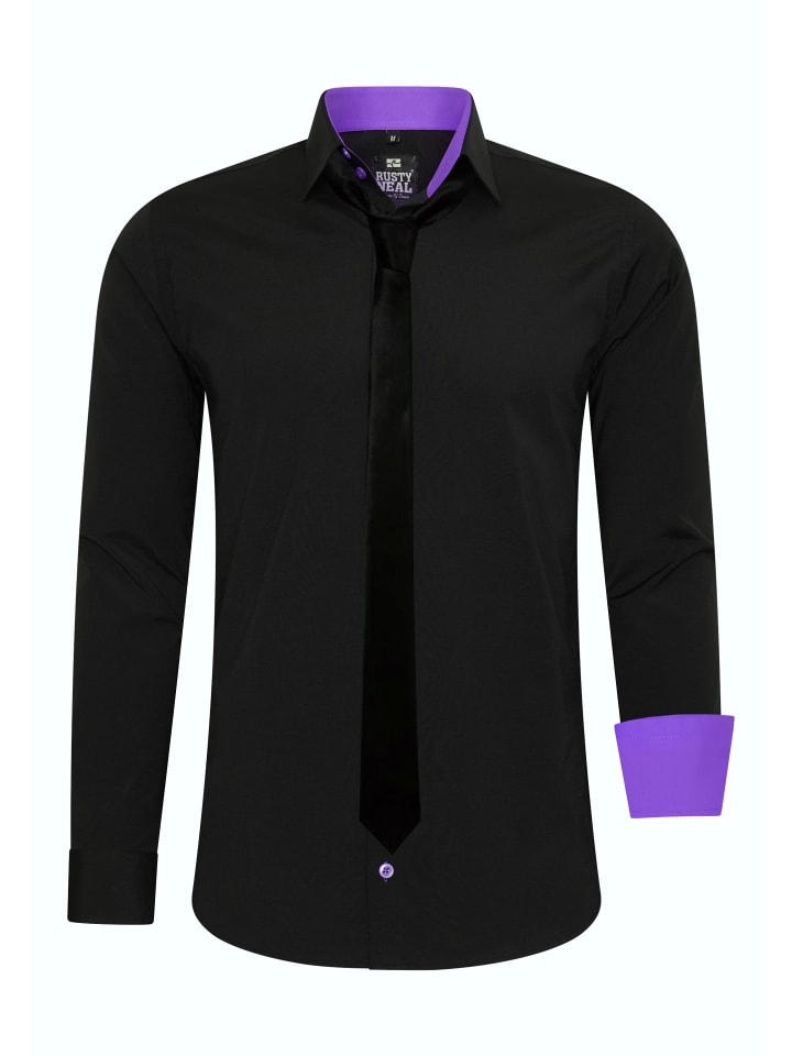 

Rusty Neal Рубашка с галстуком черного/фиолетового цвета