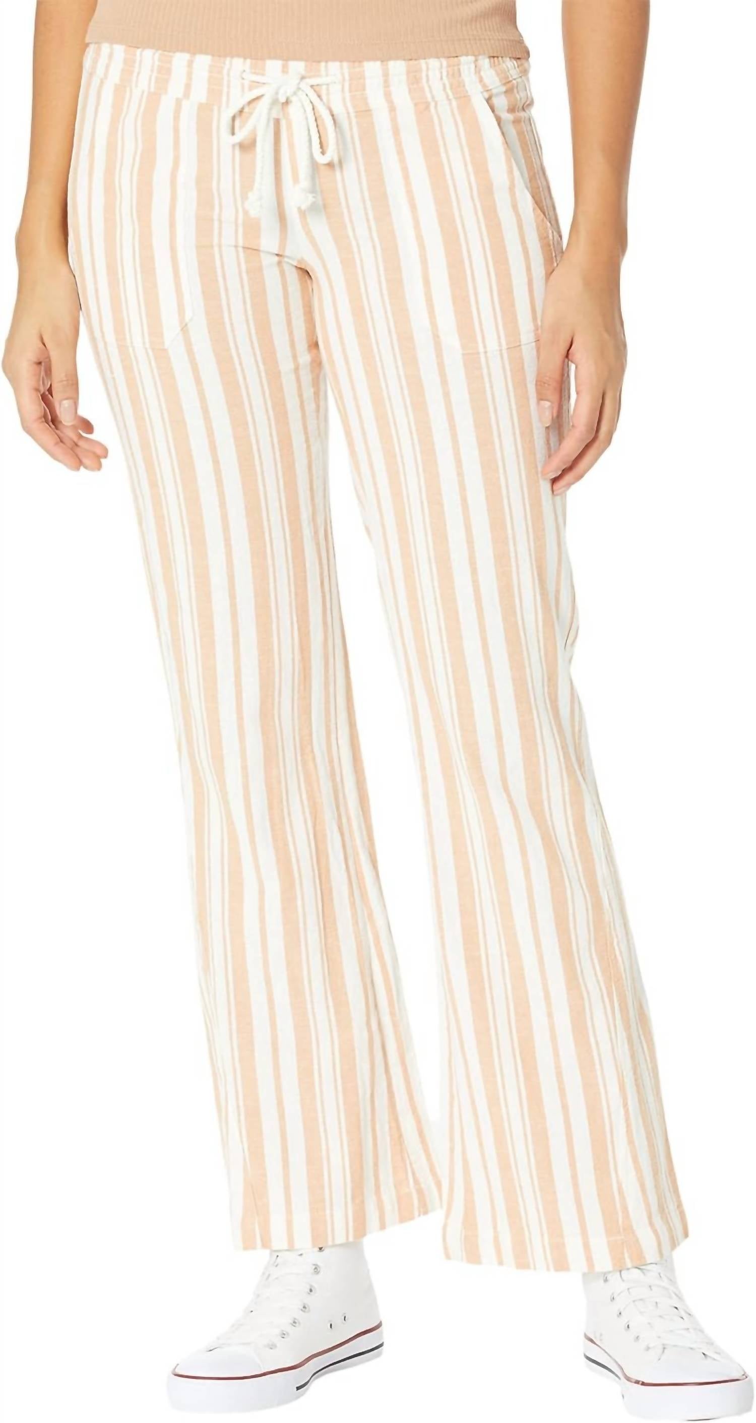 

Океанские расклешенные штаны из меланжевой ткани в полоску тостового рая Roxy, Toast Paradise Stripe (Cjj3)