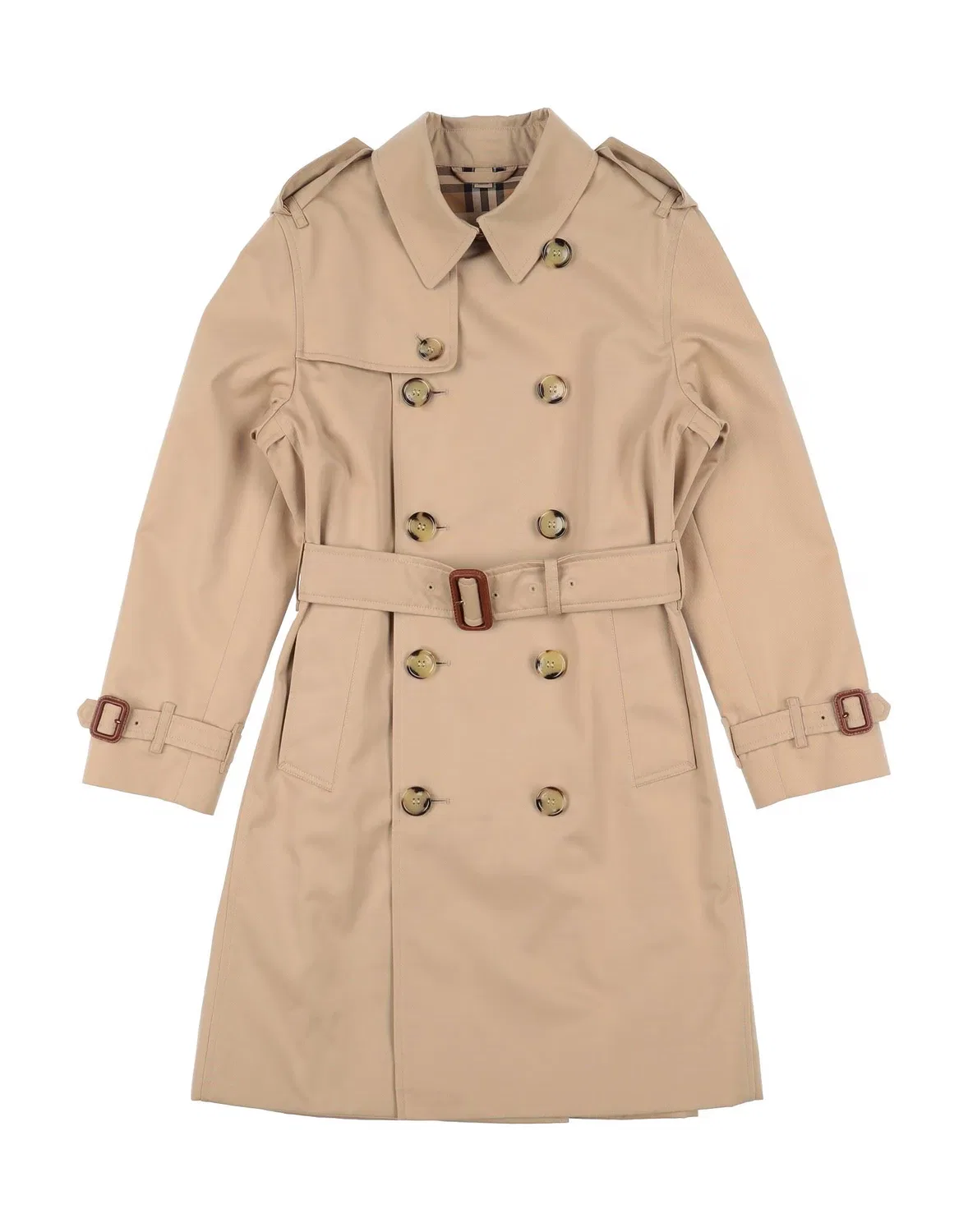 Пальто из твила с аппликациями BURBERRY бежевое