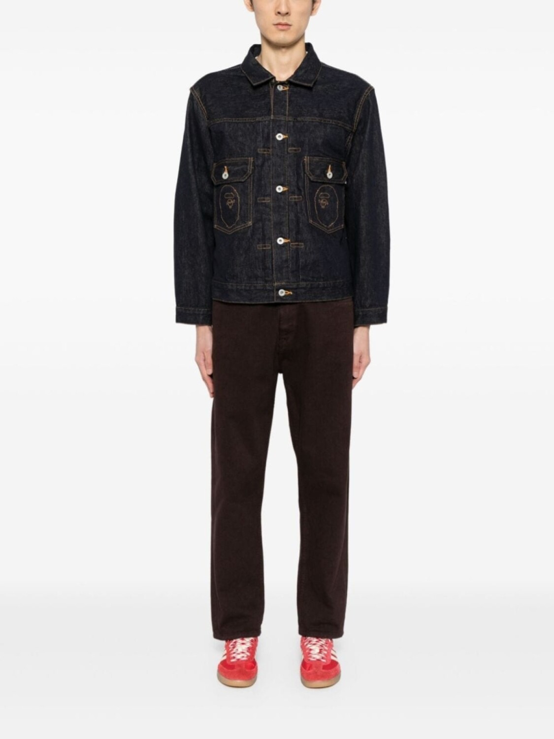 

A BATHING APE джинсовая куртка Ape Head, синий