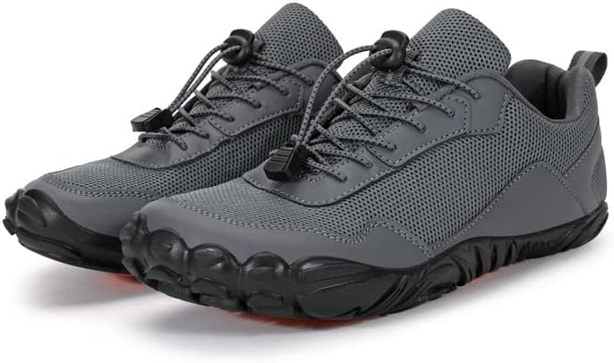 

Мужские нескользящие походные ботинки, обувь на толстой подошве для сплавов по рекам, скалолазания, легкая обувь для езды на велосипеде и прогулок по тропам, прочная обувь в стиле «босиком» Qacksv, серый