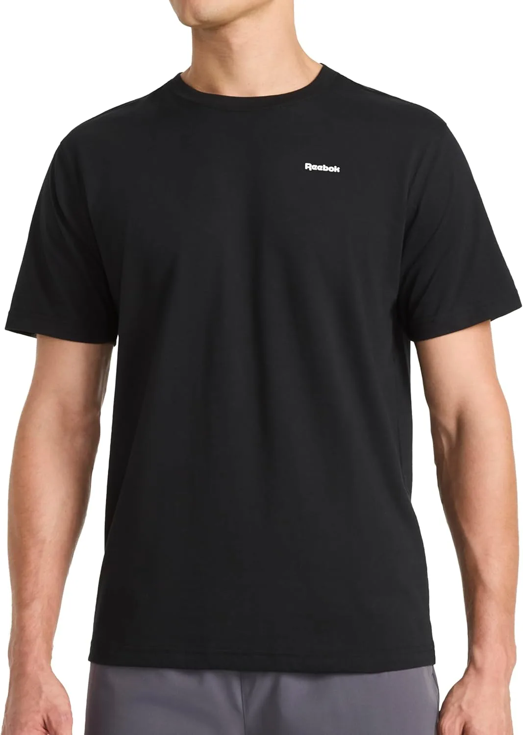 

Футболка Reebok Men's Small Logo Crewneck, Standard Fit, легкая ткань Cotton-Poly Jersey