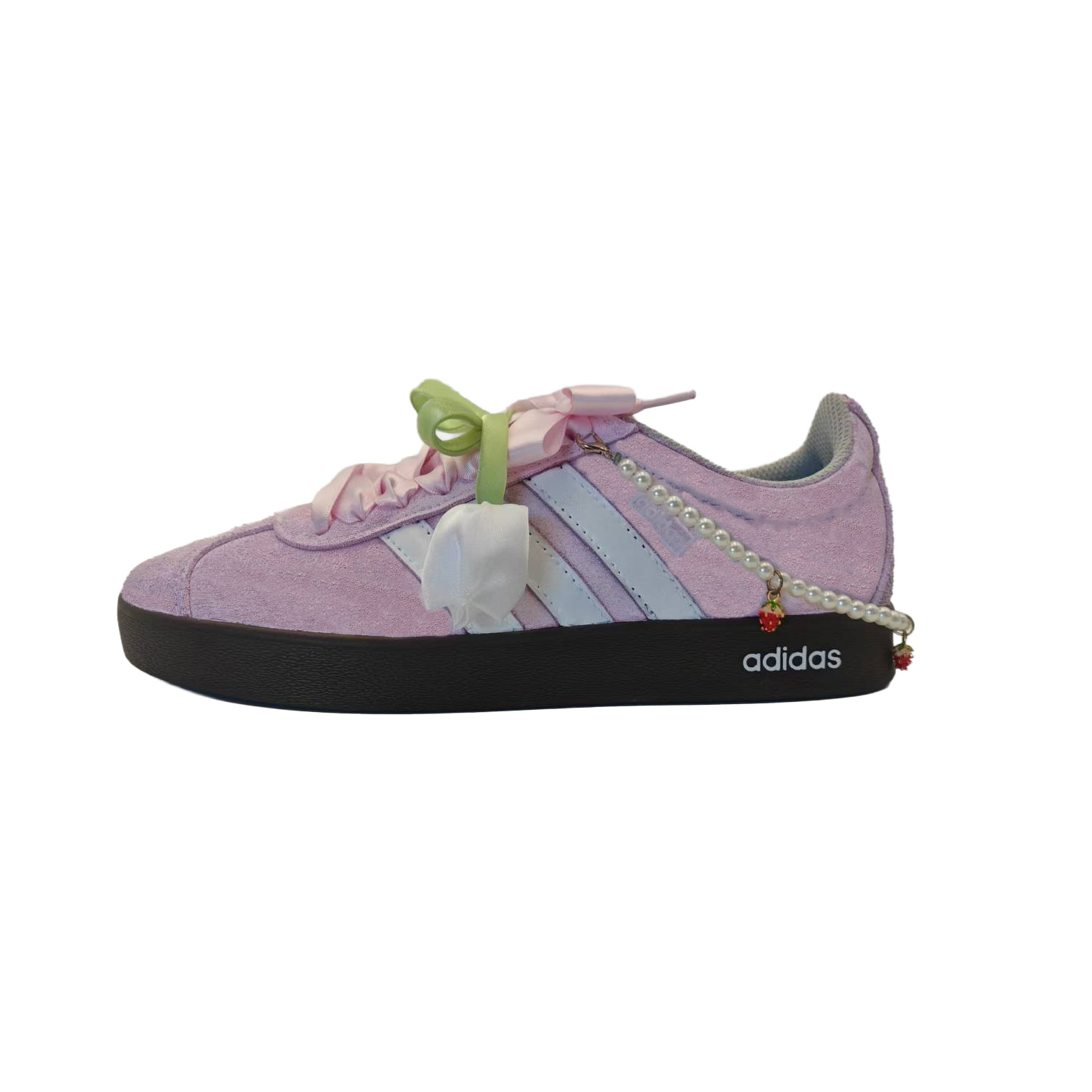 

Adidas Neo VL Court 2.0 Pink Cherry Blossom Bowknot Balance Slip Resistant Low top Skateboard Shoes Unisex Pink