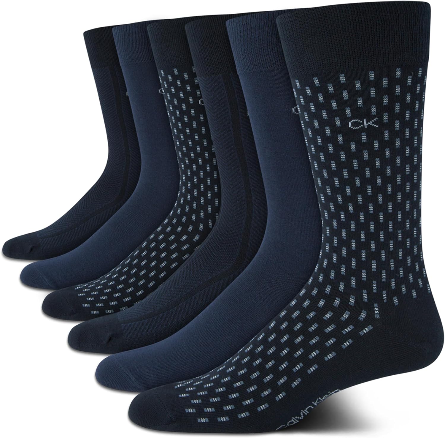 

Мужские носки Calvin Klein под повседневную одежду - 6 пар мягких хлопковых носков для мужчин - классический комфорт, манжеты, смешанный узор, Navy Combo