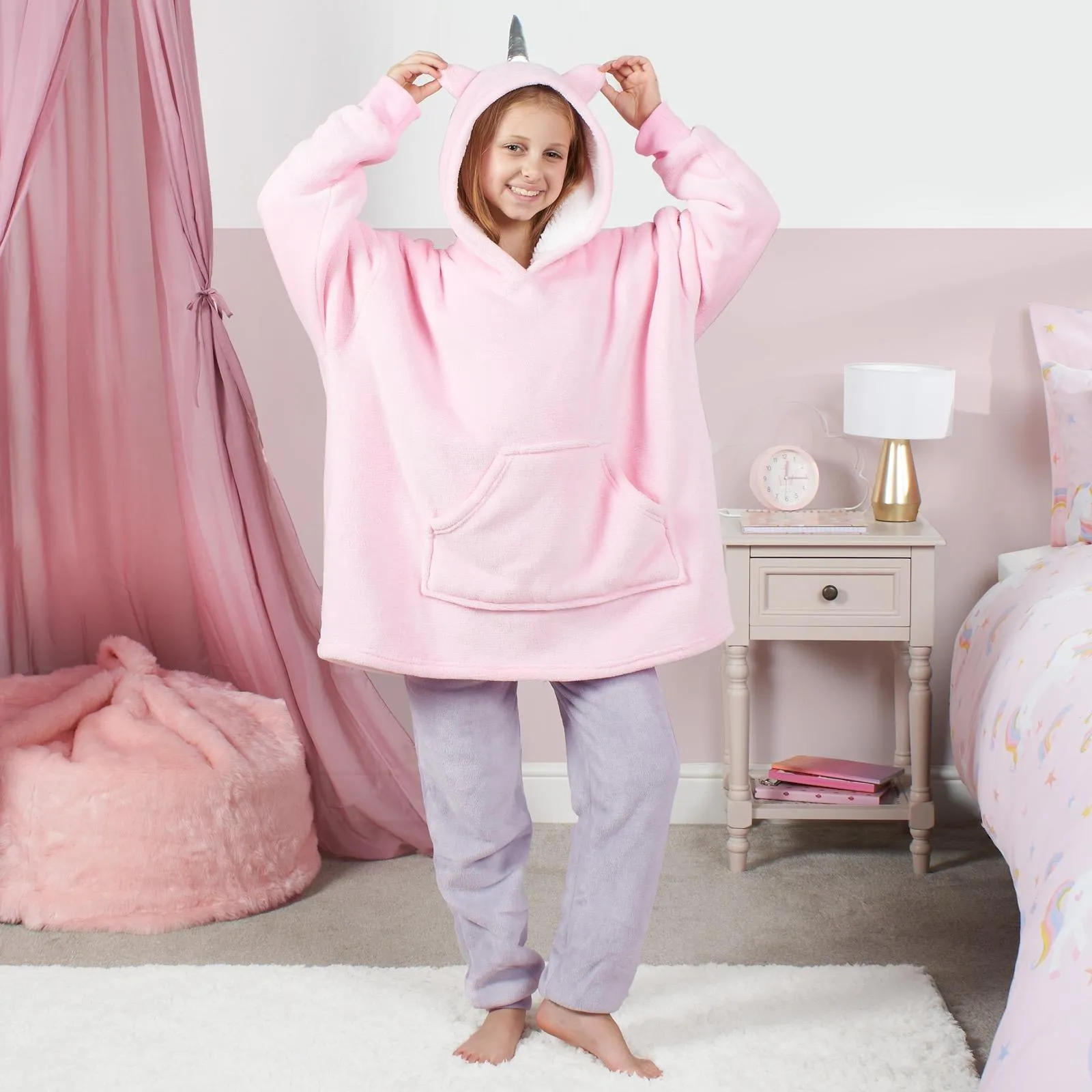 

Одеяло с капюшоном из флиса из шерпы Unicorn Oversized Dreamscene, розовый