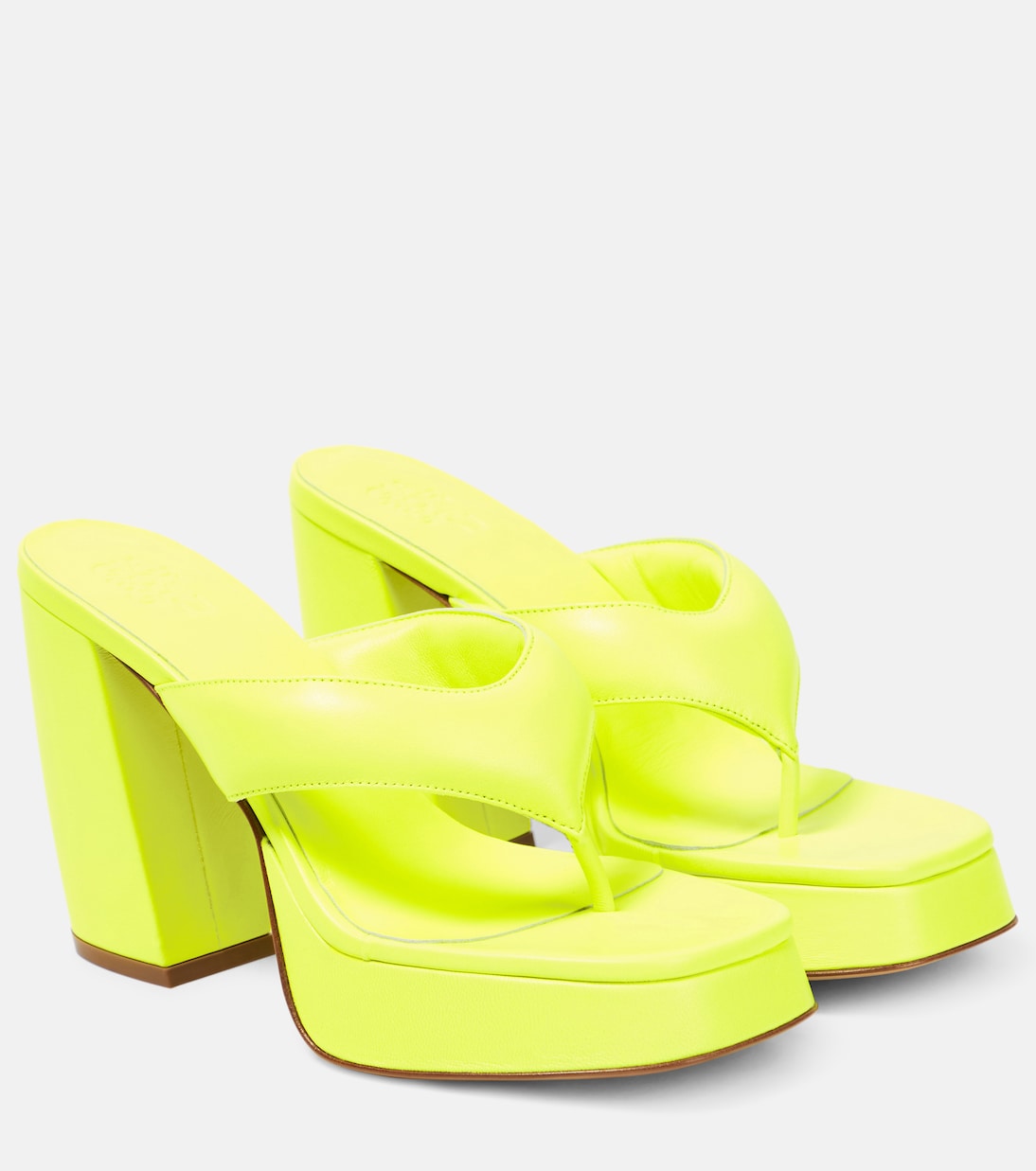 Сандалии-шлепки Gia 17 из кожи на платформе Gia Borghini, Highlighter Yellow