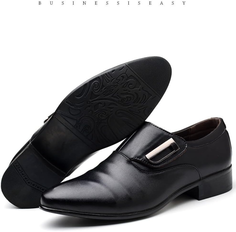 Мужские туфли Monk Strap Классические Ретро Формальные Деловые Лоферы Легкие Кожаные Слипоны Элегантные На Высоком Каблуке С Заостренным Носком Однотонные С Пряжкой Легко Надевать Удобные Офисные Оксфорды Для Повседневной Ношения И Свадеб Geerta... — фото 2
