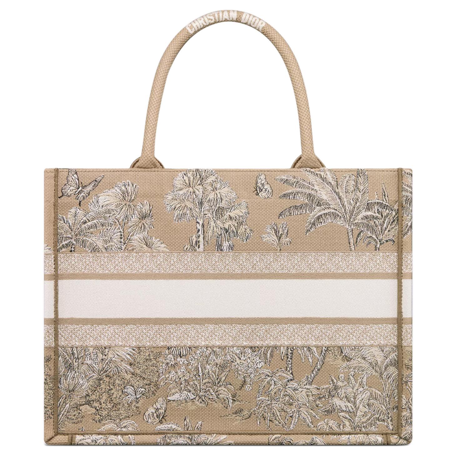 DIOR Хлопковая сумка среднего размера для женщин ecru и brown — фото 3