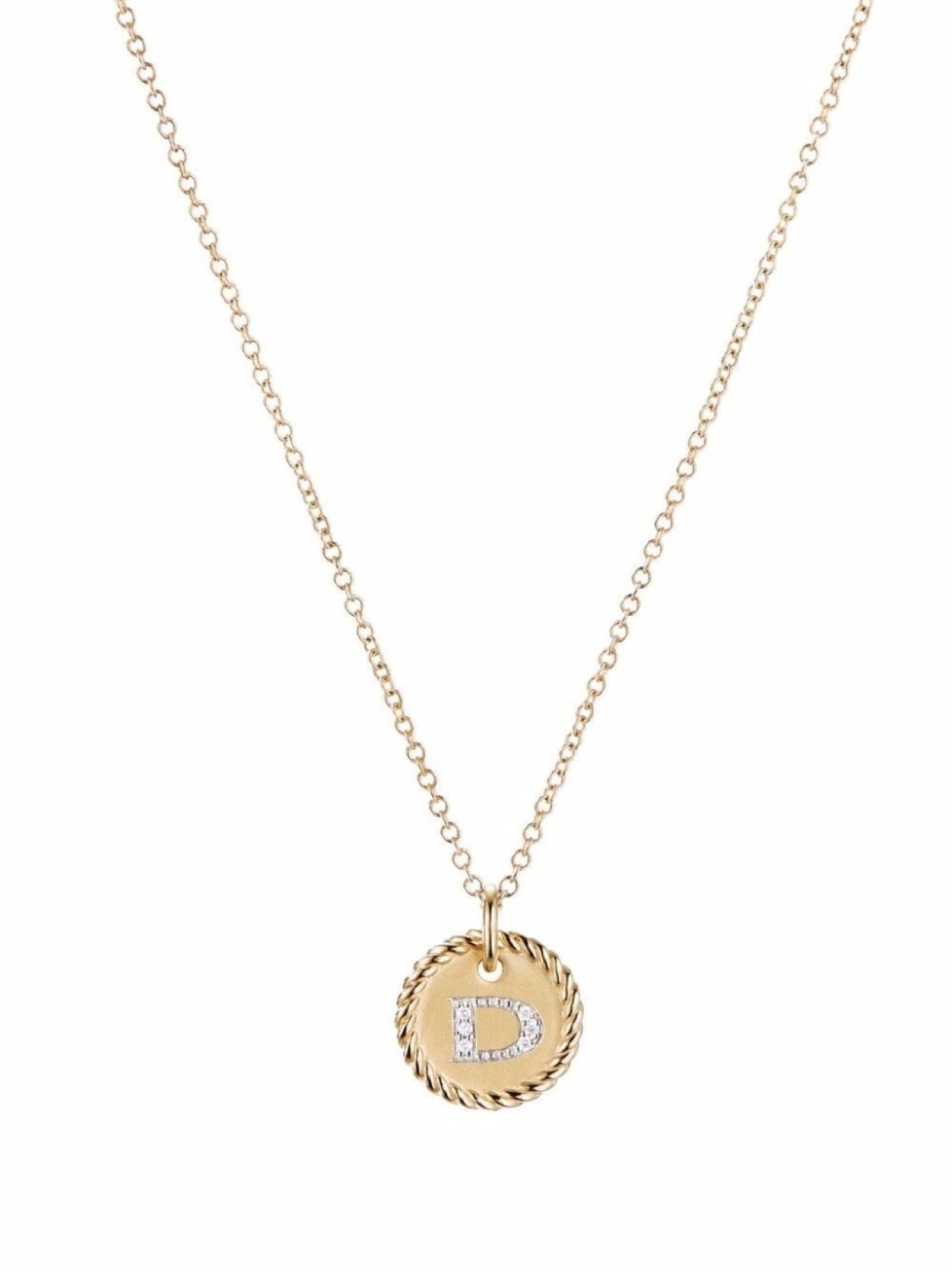 

Колье D Initial Charm из желтого золота с бриллиантами David Yurman, золотой