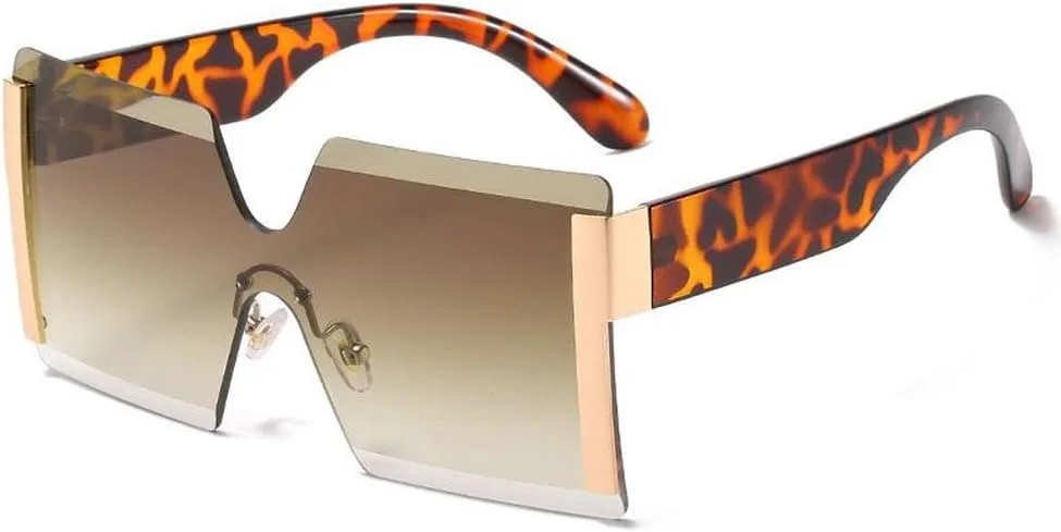 

Солнцезащитные очки без оправы большого размера, винтажный стиль, градиентные прозрачные солнцезащитные очки, золотистый цвет, 2027 год, для женщин MTZJH, One Color