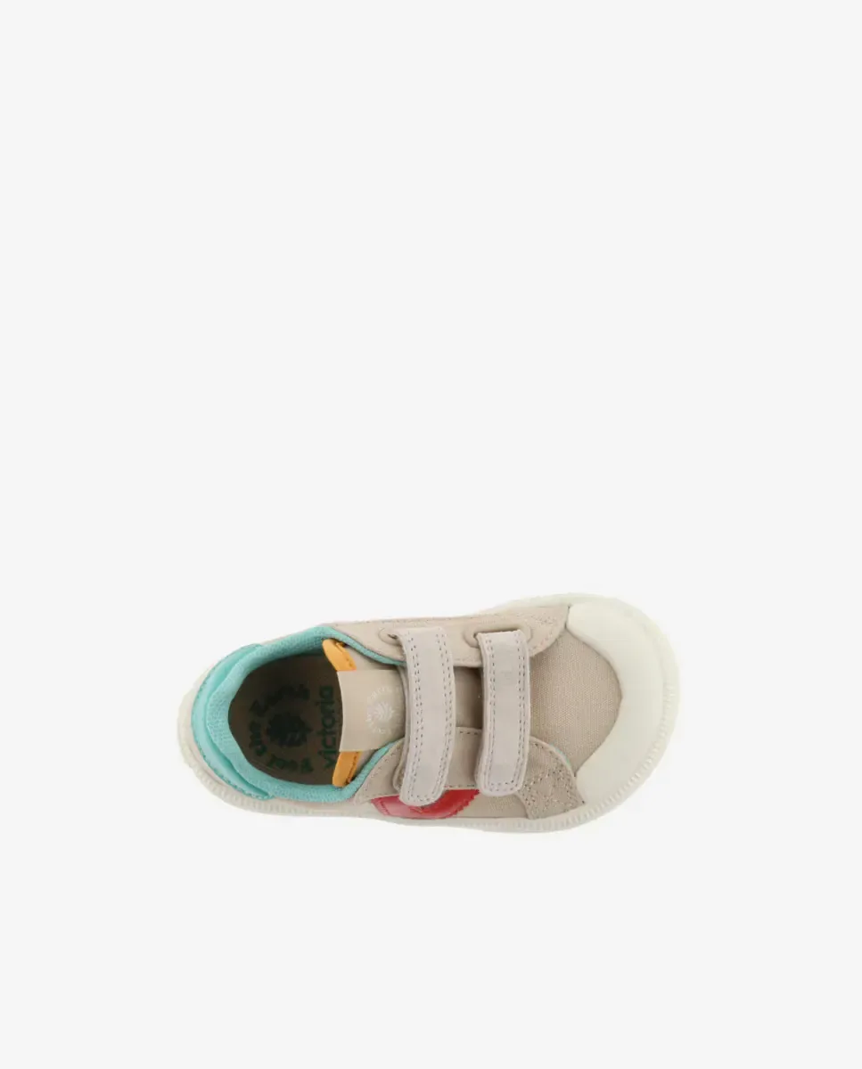 Детские спортивные сандалии barefoot многоцветные из хлопка с липучками Victoria, бежевый — фото 4