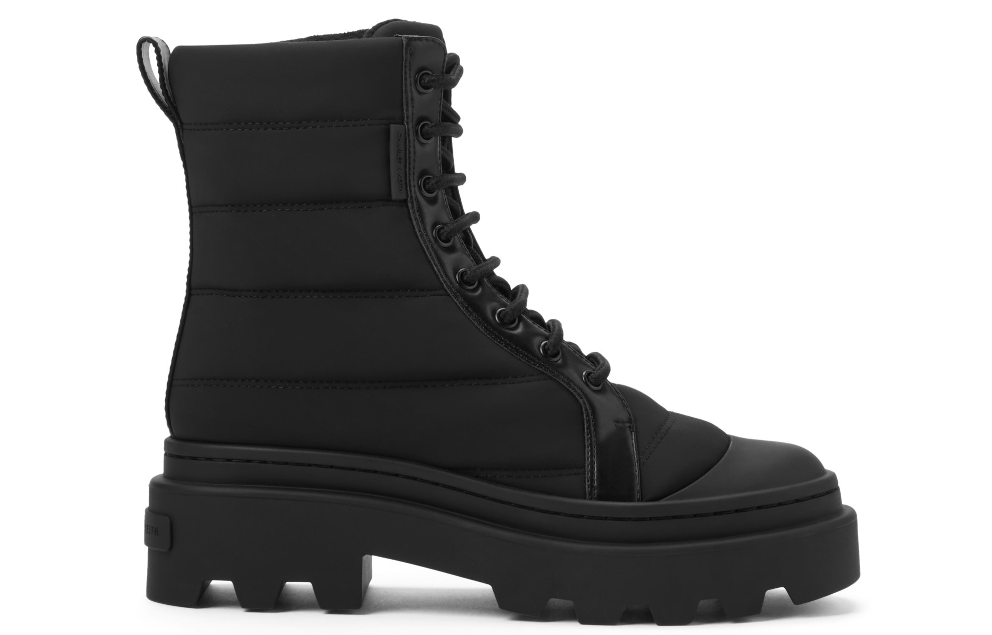 CHARLES&KEITH Короткие ботинки мартин Small CK на каблуке 4,5 см женские черные/темно-синие - ТЕКСТУРИРОВАННЫЕ ЧЕРНЫЕ текстурированные, цвет BLACK TEXTURED Black Textured — фото 3