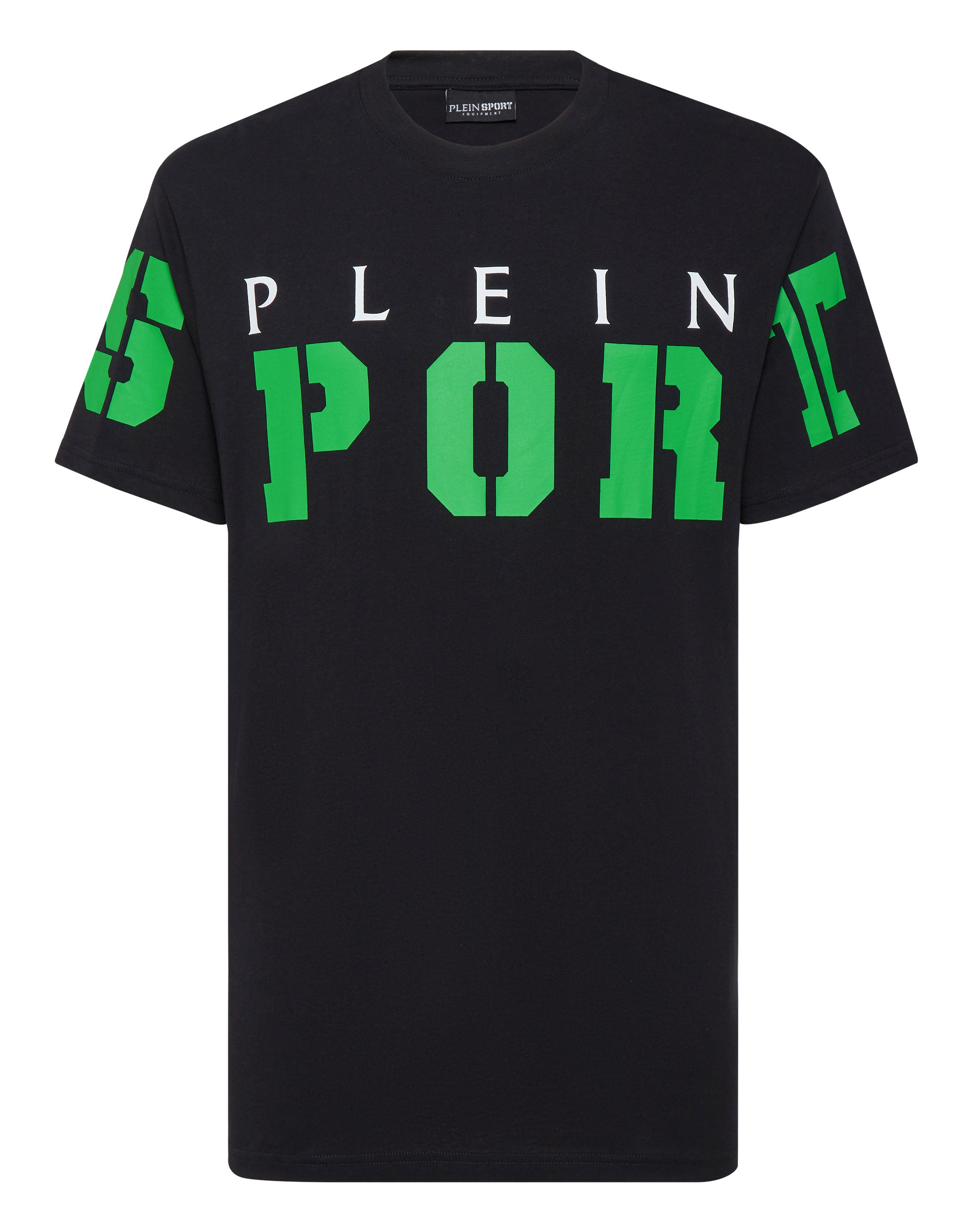 

Футболка с круглым вырезом SS PLEIN SPORT, цвет black+green fluo