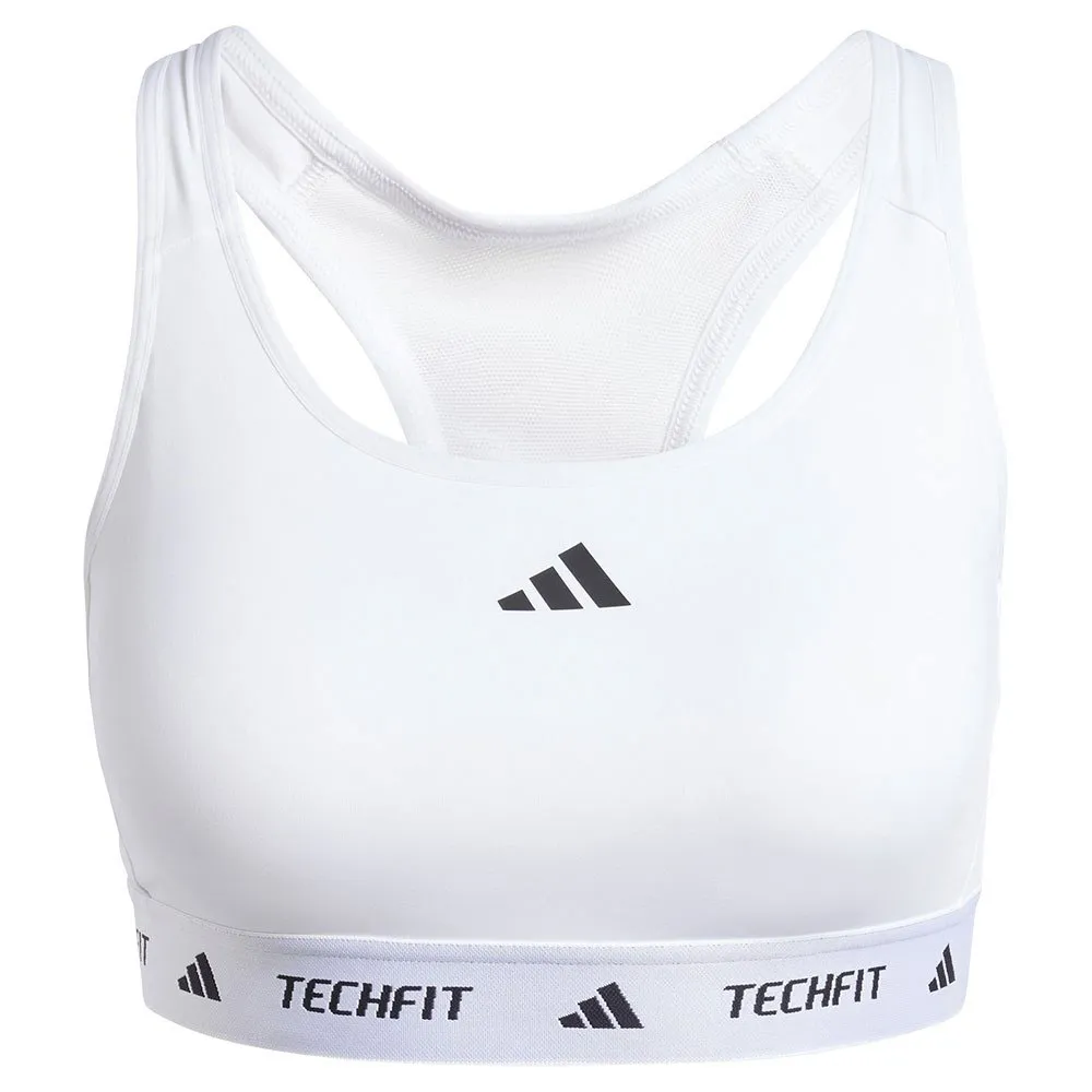 Спортивный бюстгальтер adidas Techfit Medium Medium Impact, белый — фото 3