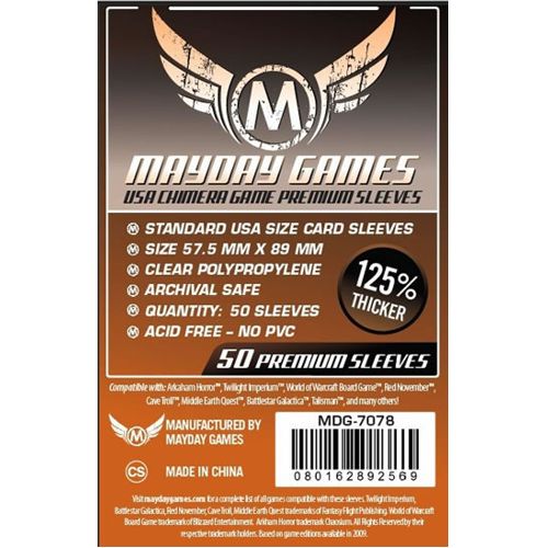 

Чехол для карточек Mayday Premium 50 Clear Usa Chimera Card Sleeves 57.5 X 89Mm Mayday Games