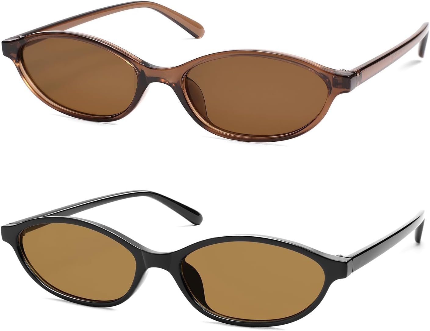 

Ретро-солнцезащитные очки «кошачий глаз» овальной формы для женщин, модные узкие солнцезащитные очки в стиле Y2k, дизайнерские солнцезащитные очки AR82253 HERJOUR, Z16 Clear Brown/Brown+black/Green