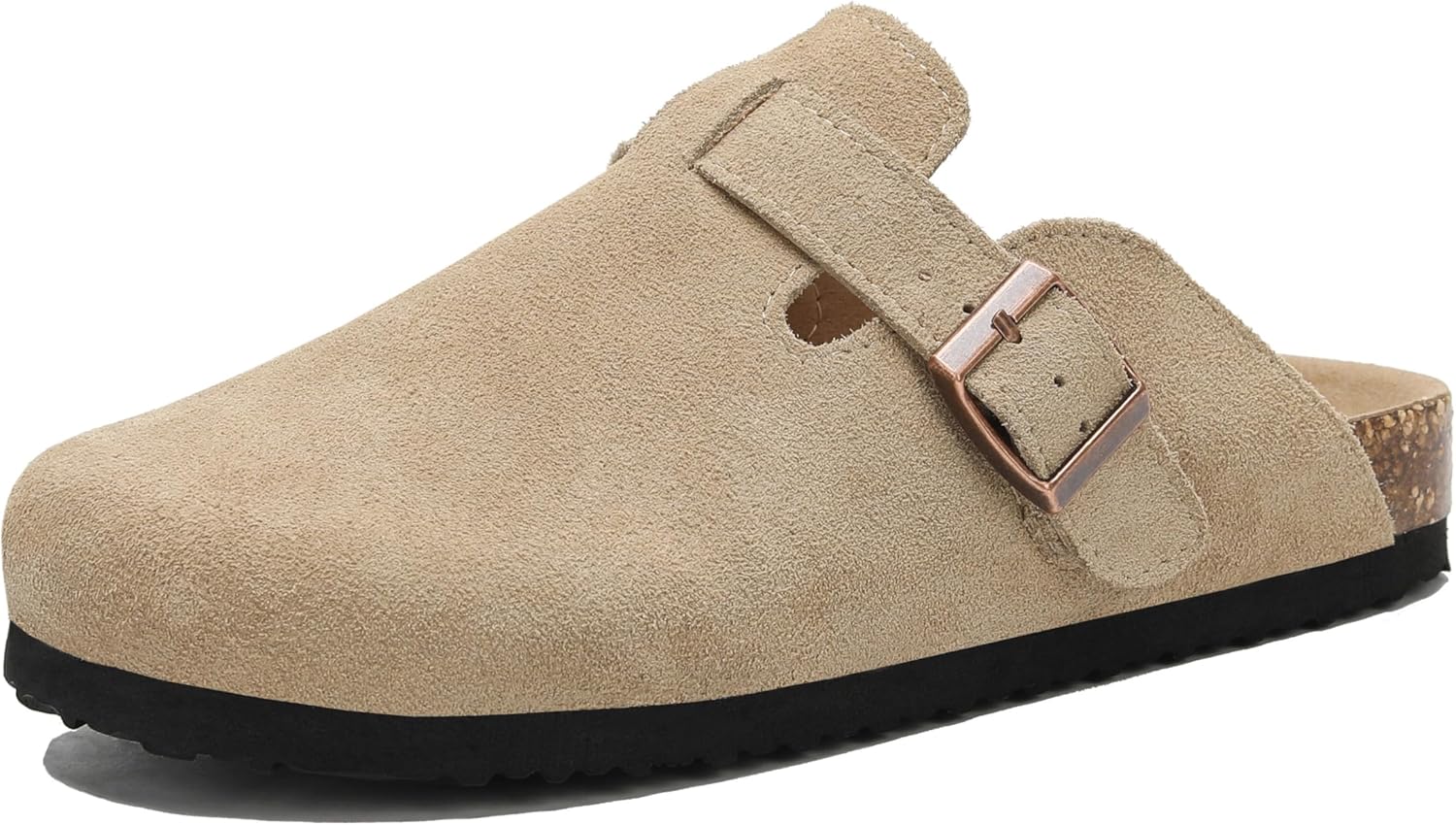 

Женские замшевые клоги, мужские кожаные мюли, сандалии на пробковой подошве, обувь без застежки с поддержкой свода стопы Generic, хаки