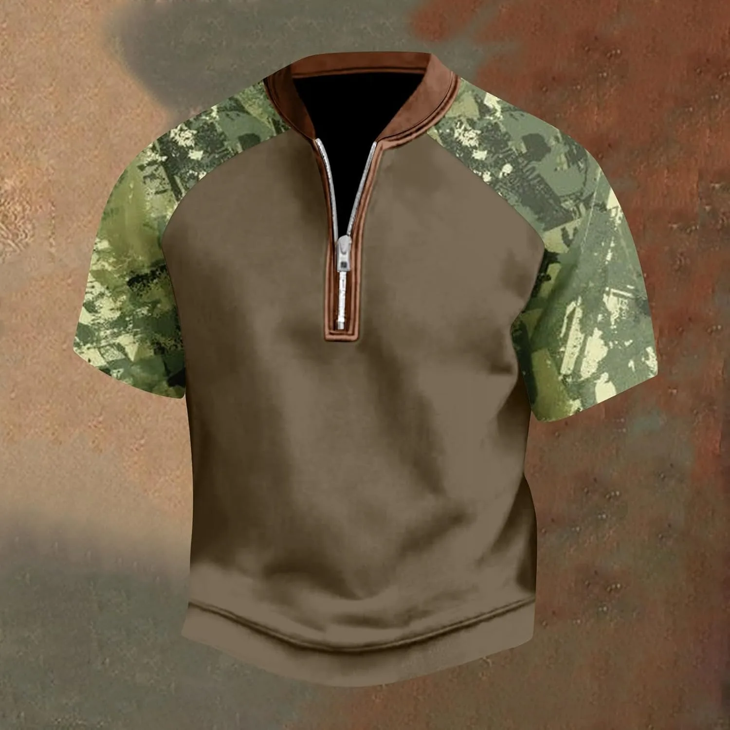 Футболка Camo с воротником стойкой и короткими рукавами — фото 2