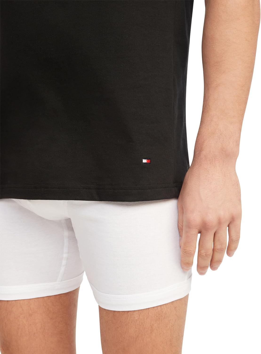 Комплект из 3 классических мужских хлопковых маек Tommy Hilfiger с V-образным вырезом, V Neck - White/Grey/Black — фото 4