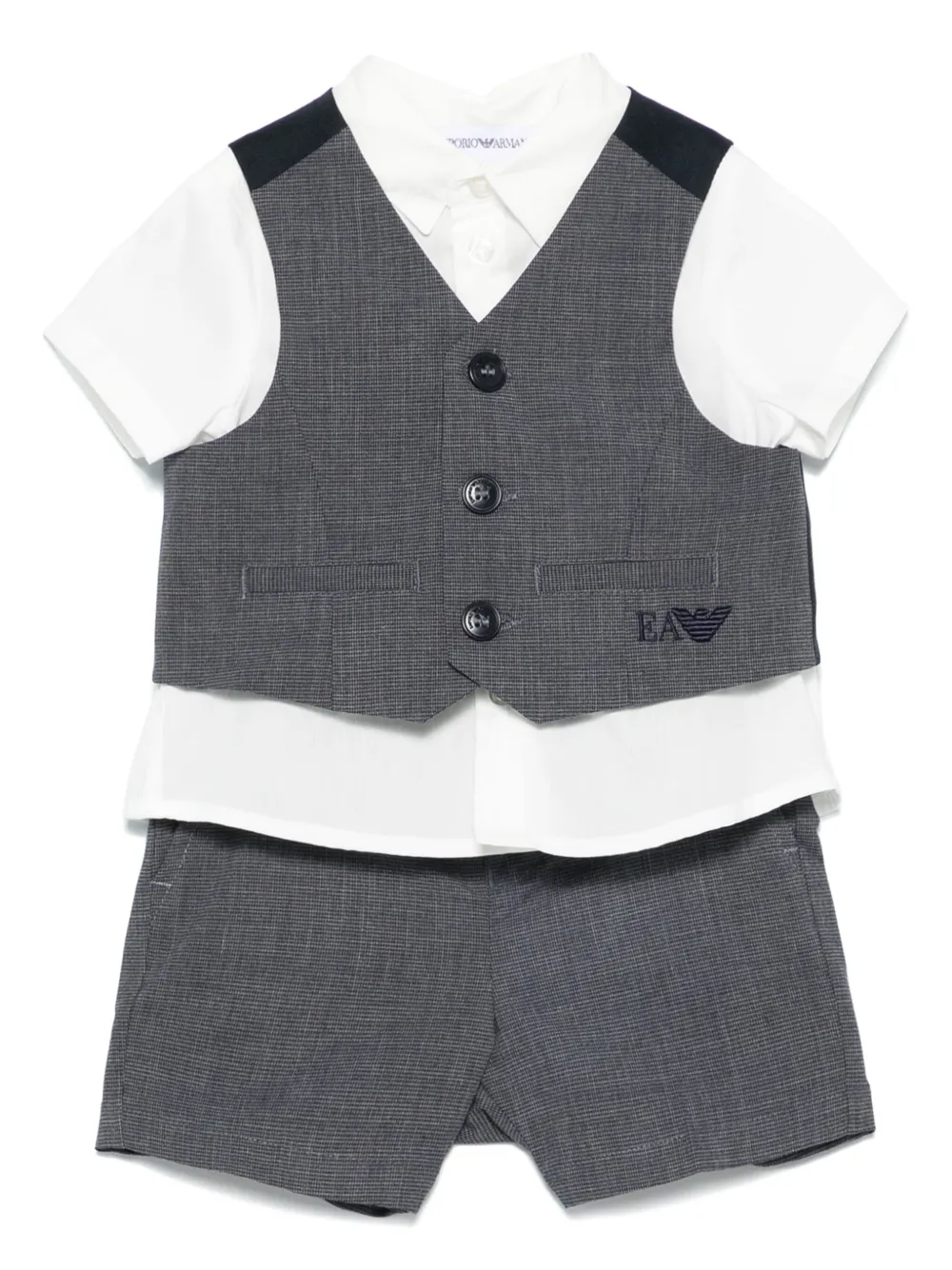 

Комплект из топа и шортов в клетку Emporio Armani Kids, серый