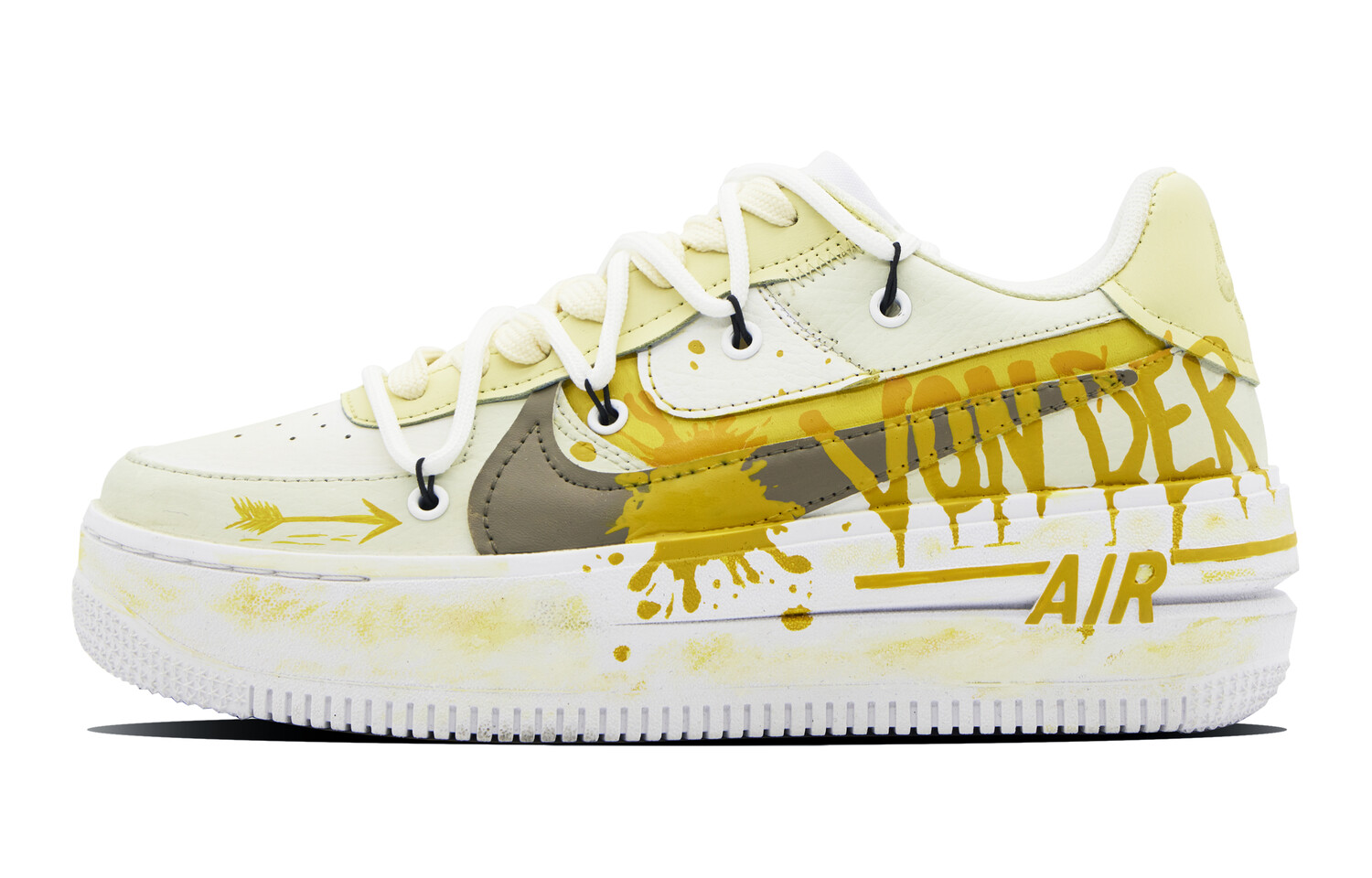 

Кроссовки Nike Air Force 1 Skateboarding Shoes Women's Low-top Brown, светло-желтый