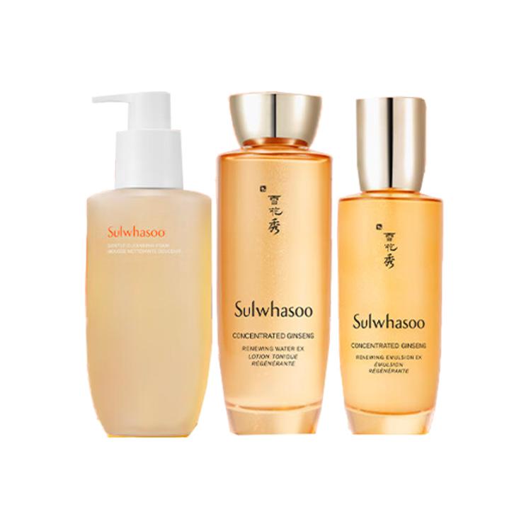 

Набор средств для ухода за кожей Ginseng: тоник, эмульсия и очищающее средство для подтяжки, увлажнения и очищения 125мл+150мл+200мл Sulwhasoo