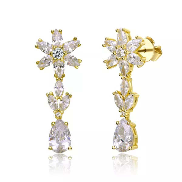 

Серьги-Подвески в форме снежинки из стерлингового серебра с кубическим цирконием Genevive, gold