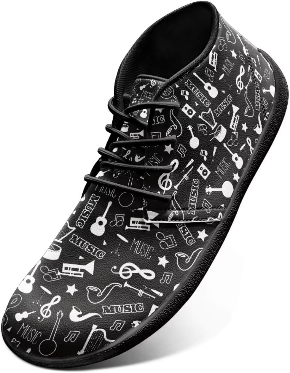 

Ботинки с широкой носочной частью, кроссовки с нотами для женщин и мужчин, модные шнурованные туфли с нулевым перепадом подошвы, минималистичная обувь Chririnla, Guitar Music Note Words