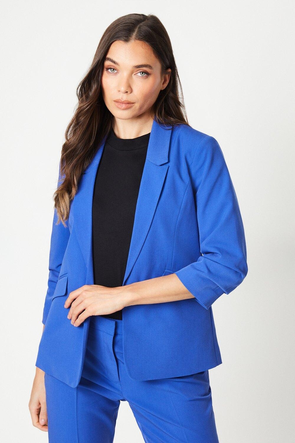 

Миниатюрный блейзер со сборками на рукавах Dorothy Perkins, синий