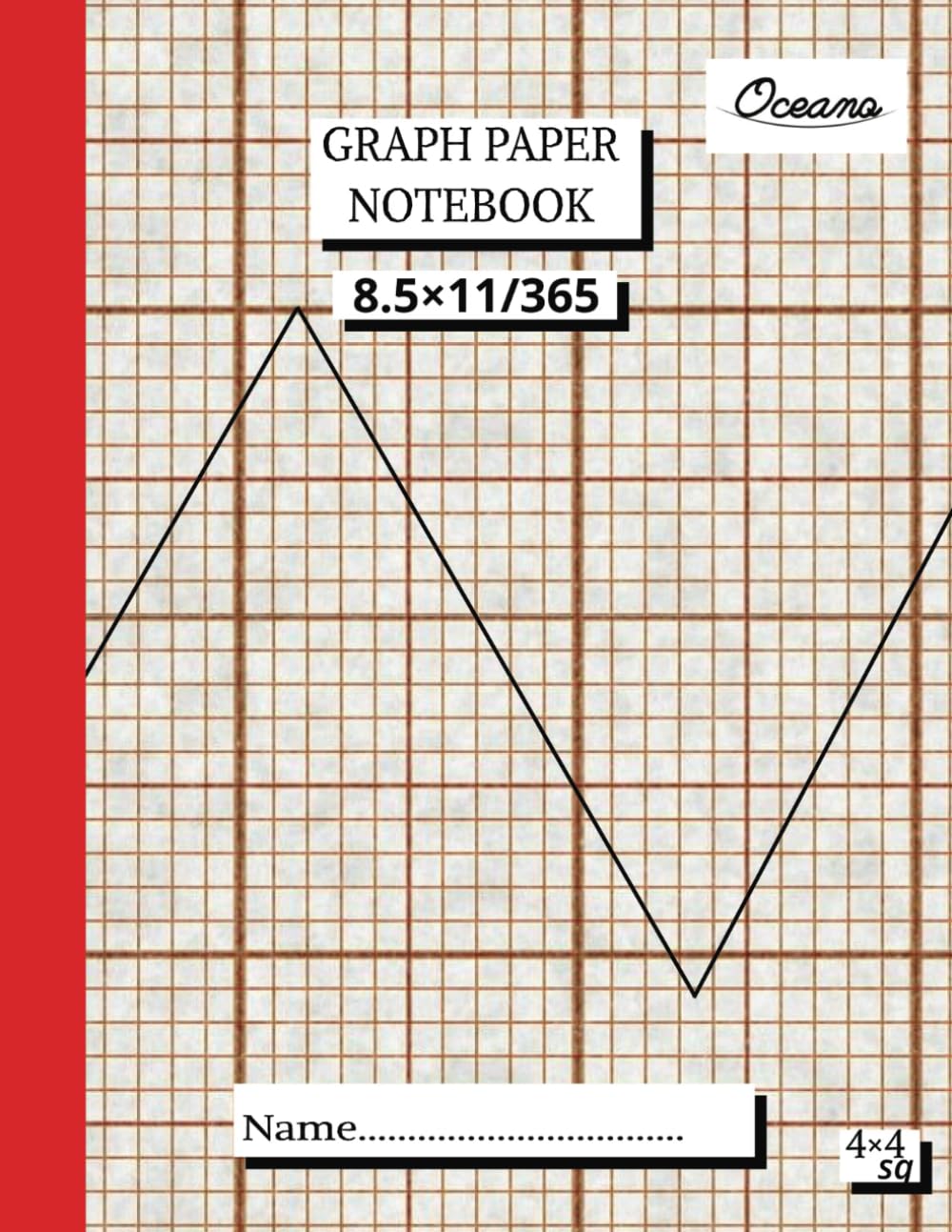 

OCEANO - Graph Paper Exercise Notebook 8.5×11 / 365 Pages: Red Grid Design - 4×4 per Inch - Ideal for Student, Engineers, Artist, and Professionals (Eduation and Work Journal)