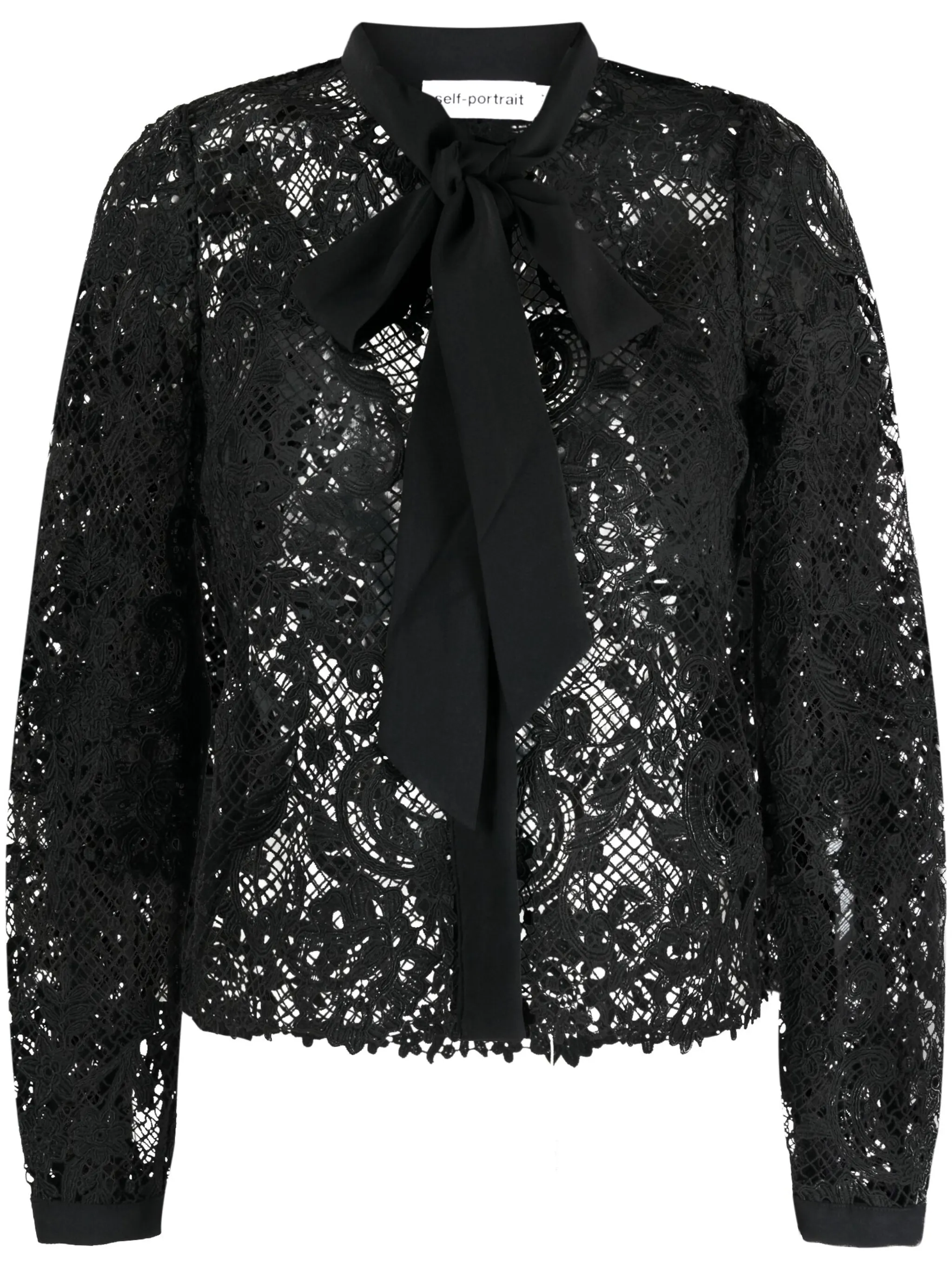 

Кружевная рубашка с бантом Self-Portrait, черный