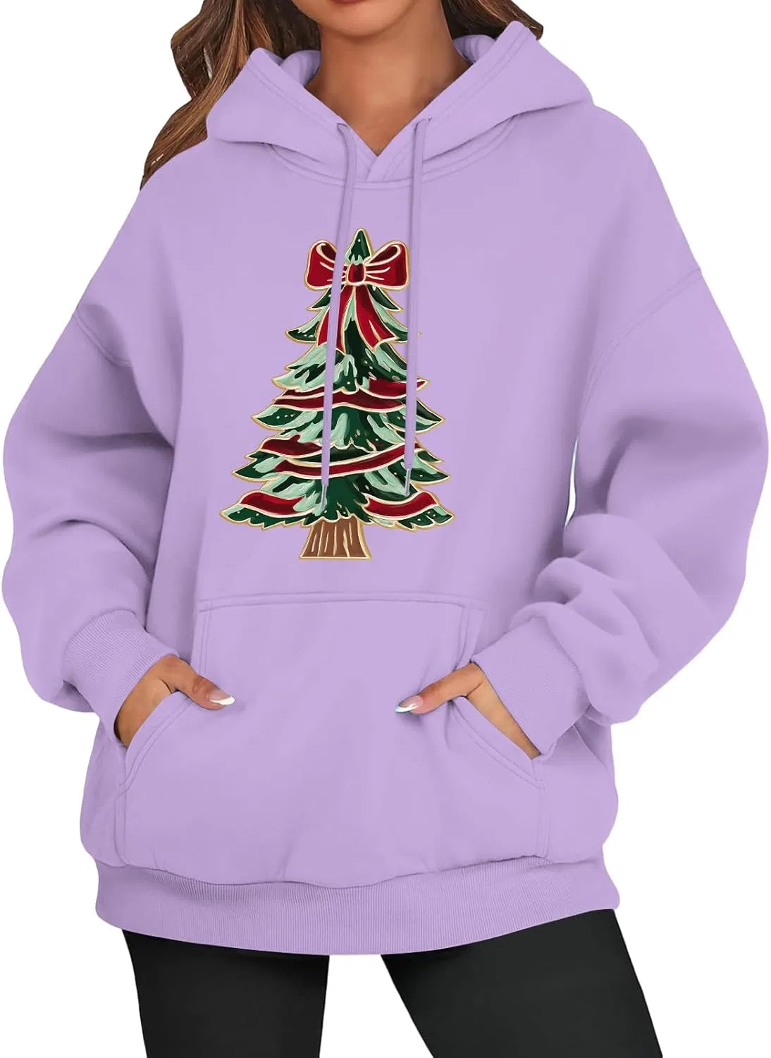 Женская худи с принтом Christmas Tree, Lavender