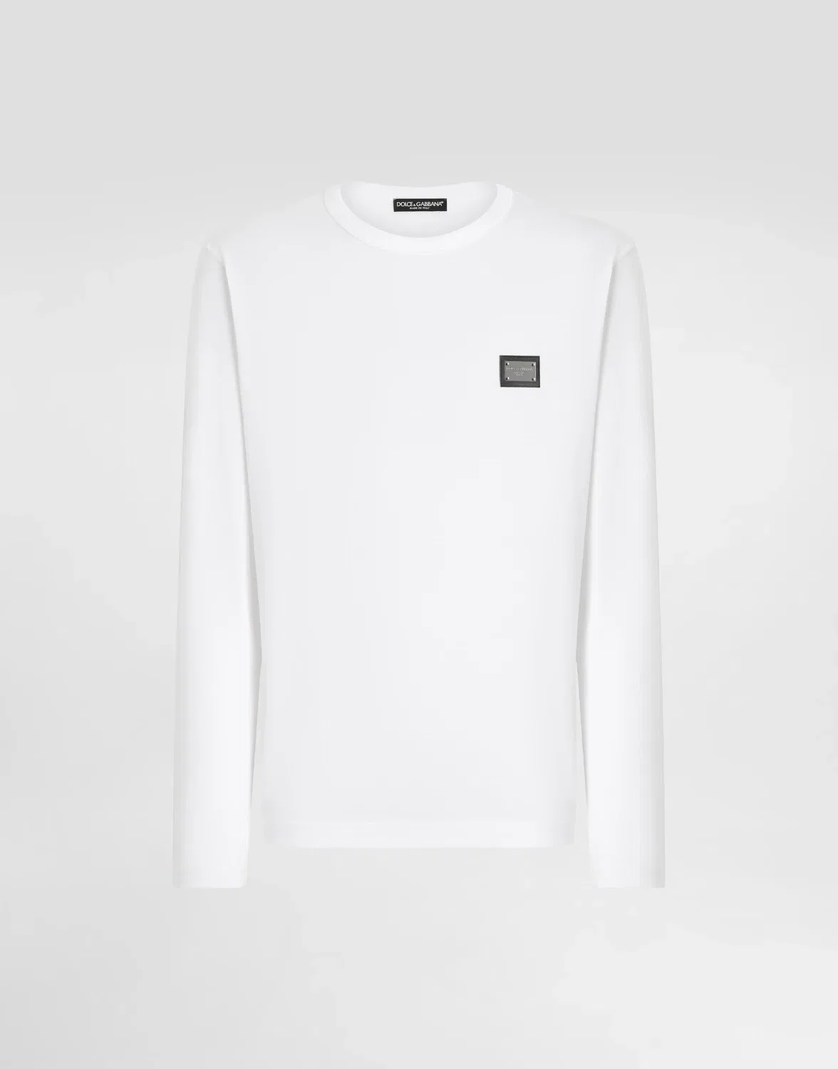 Футболка с длинными рукавами и фирменной нашивкой DOLCE & GABBANA, белый