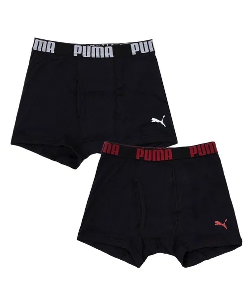 Детские боксеры PUMA, хлопок, с застежкой спереди, комплект из 2 штук, логотип бренда, удобное нижнее белье (трусы/плавки).