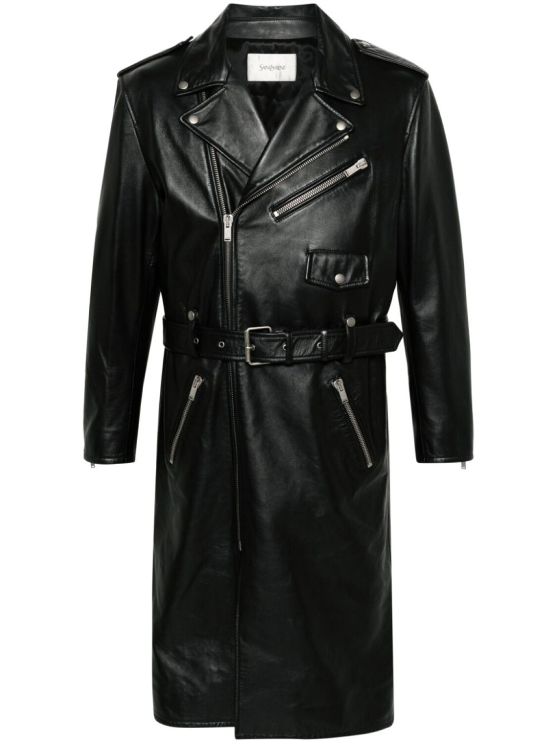 

Saint Laurent кожаное пальто, черный