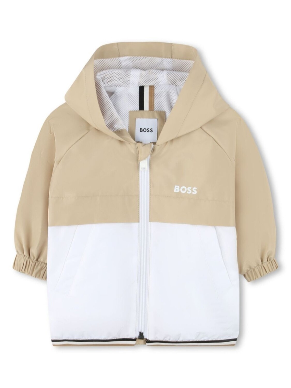 

BOSS Kidswear ветровка с капюшоном и логотипом, нейтральный