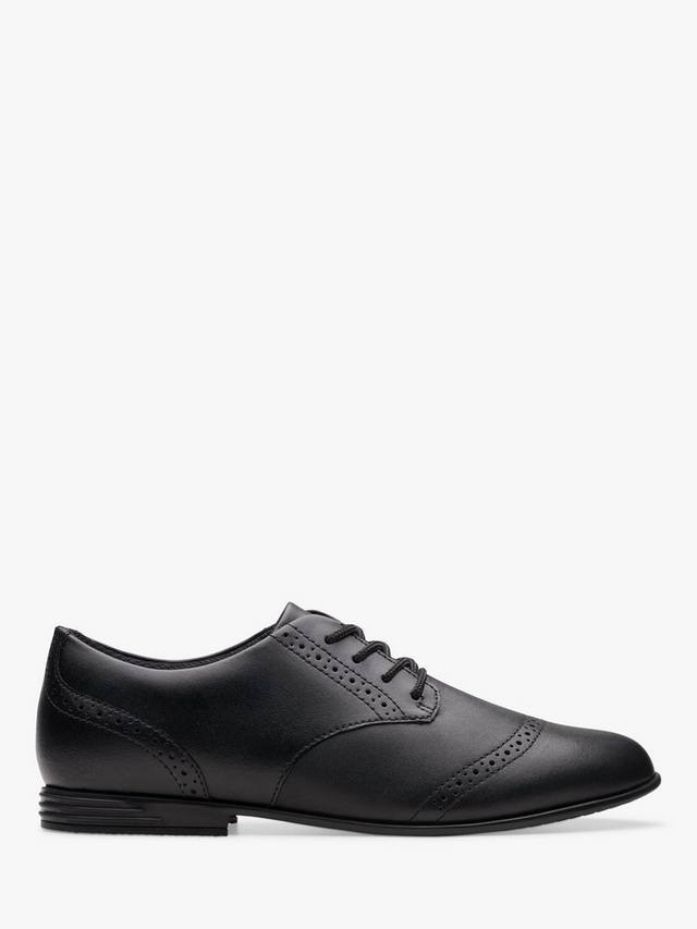 

Детские кожаные школьные туфли Finja с брогами на шнуровке Clarks, Black