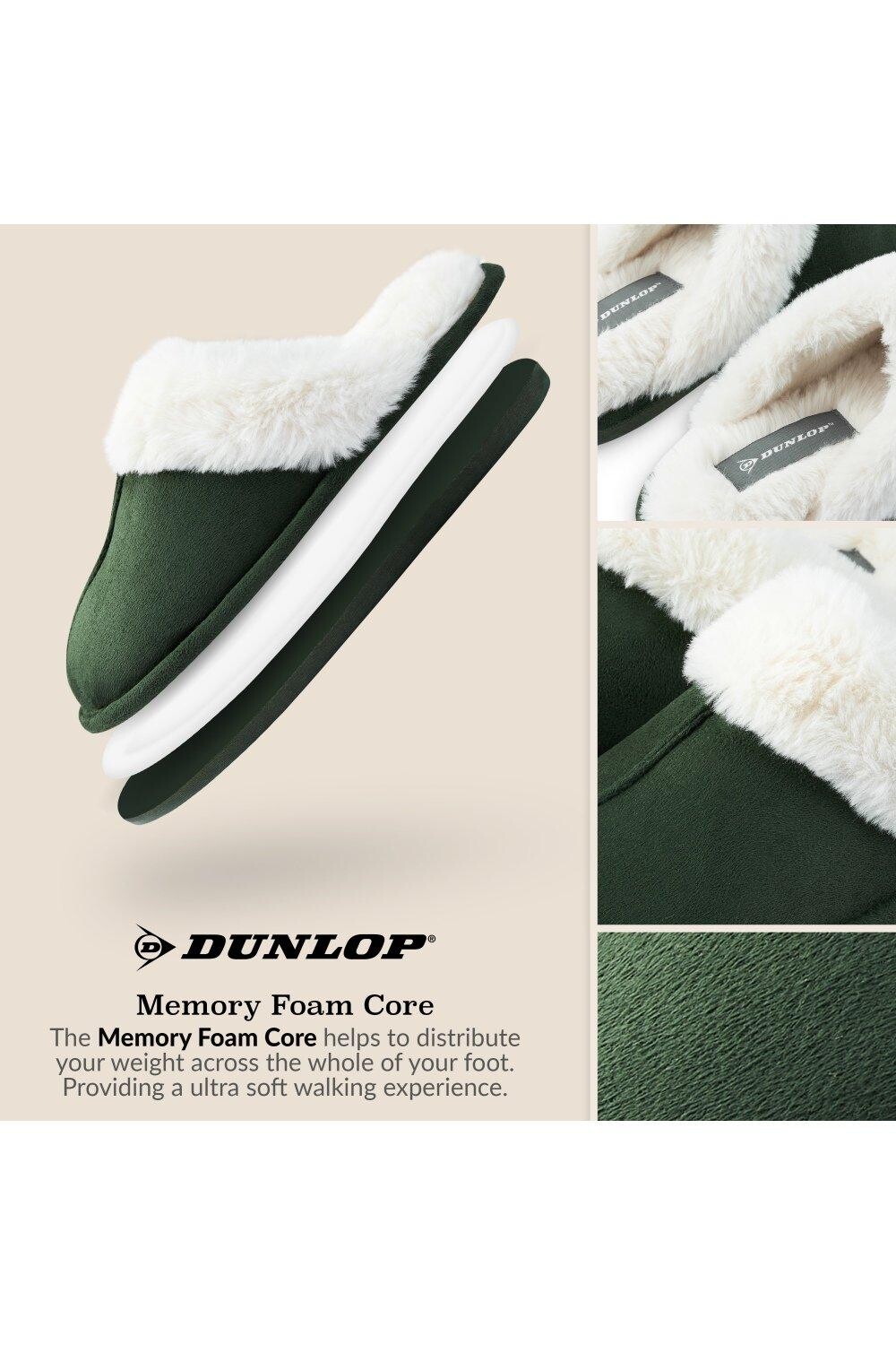 Домашние пушистые тапочки на толстой меховой подкладке Dunlop, зеленый — фото 4