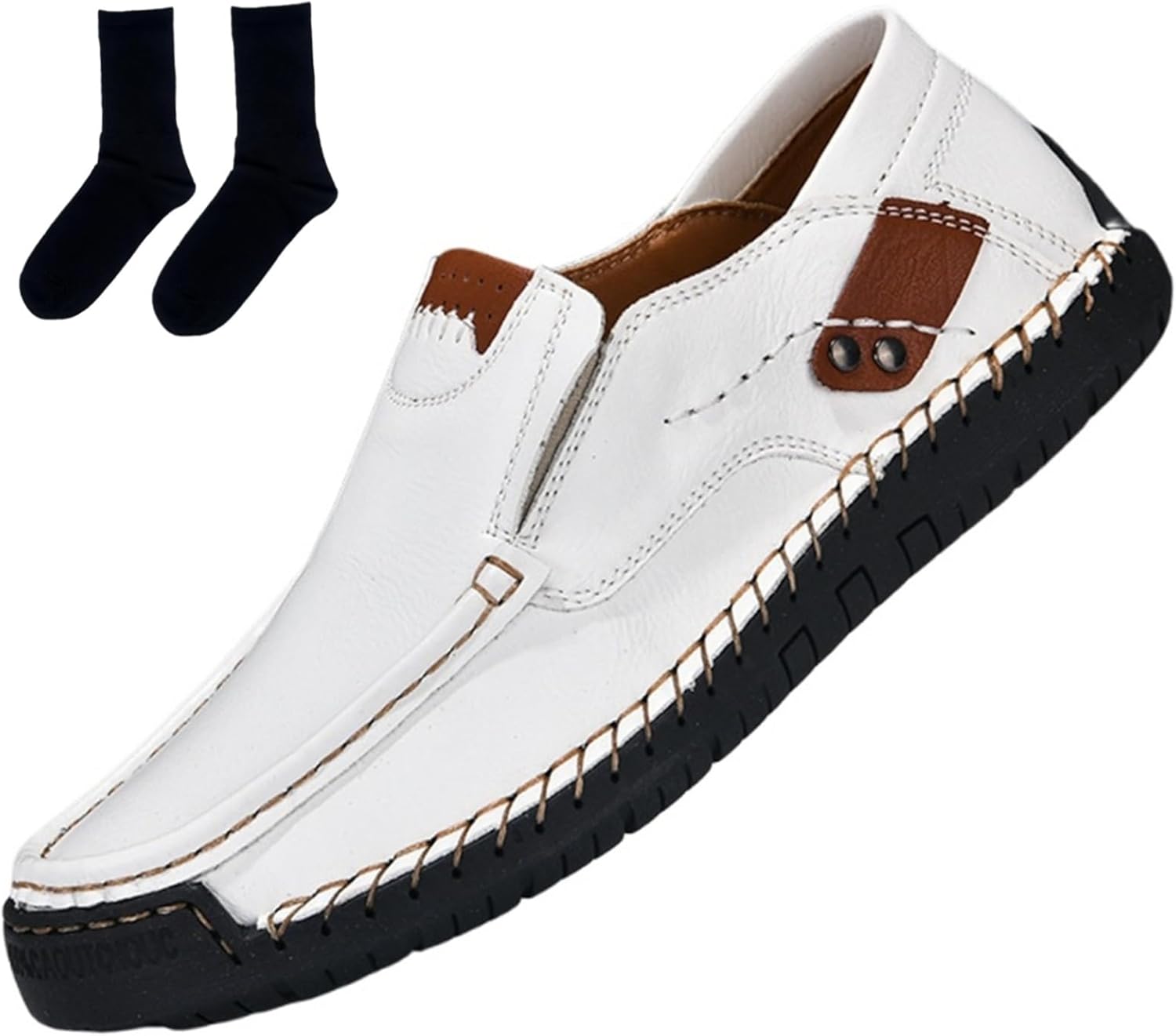 

Мужские ручной работы комфортные лоферы, кожаные туфли на плоской подошве с широким носком для ходьбы, мужские кожаные противоскользящие лоферы Generic, 04