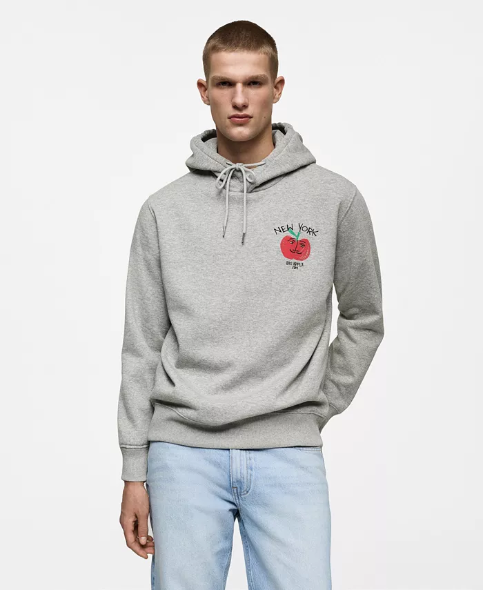 

Мужская худи с принтом Graphic MANGO, серый